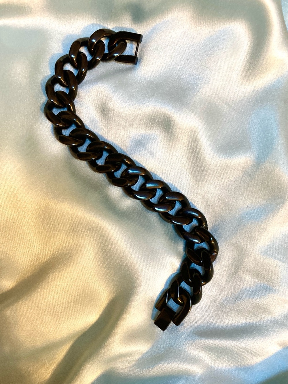 Glossy black curb chain bracelet Street Chic new